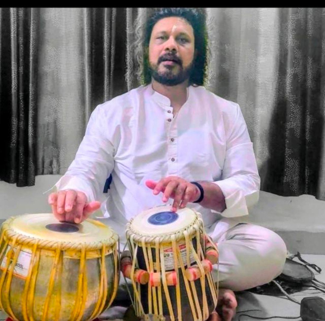 Sandesh Raaje practising tabla